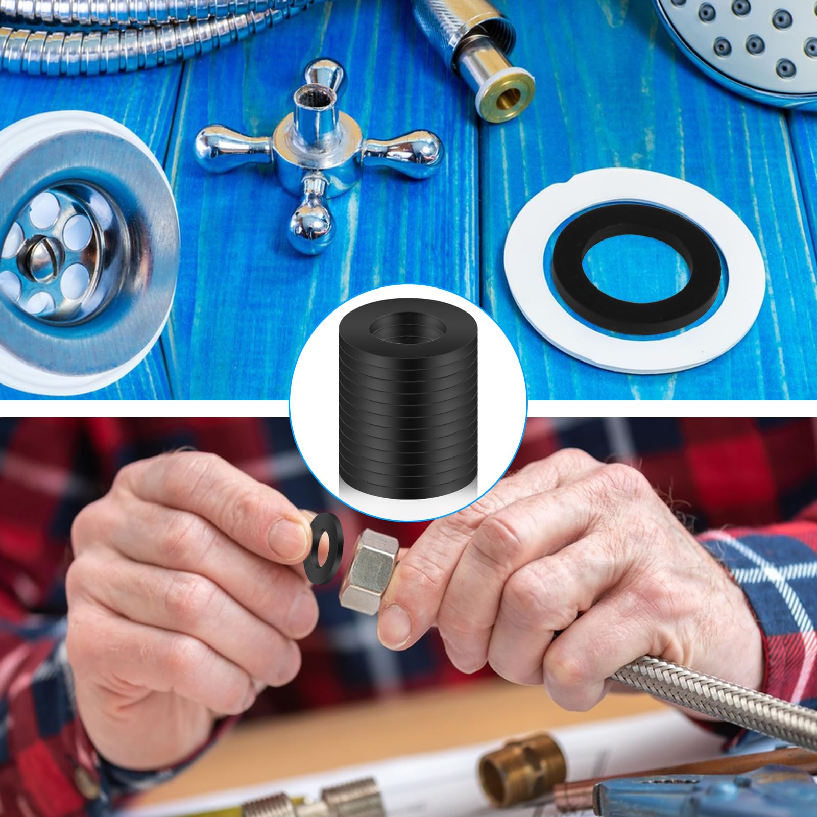 LXUEJIE 30 stuks O-ringen afdichtringen, platte afdichtingen afdichting 1/2 inch rubber platte sluitring slang sluitringen reparatie afdichting voor waterkraan slang douchekop sanitair