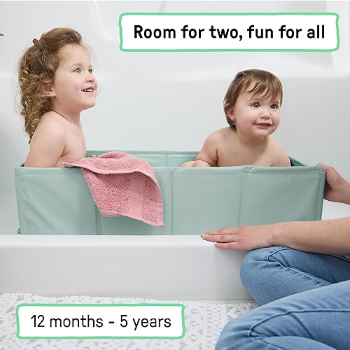 Miniatura 8 de Ingenuity Tuckaway - Bañera plegable para niños, convierte la ducha en bañera, se pliega para almacenar, fácil de limpiar, no requiere montaje,