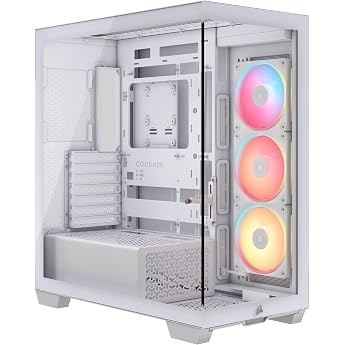 CORSAIR 3500X LX-R RGB iCUE LINK Panoramic Glass Mid-Tower PC Case - 3 x LX120-R RGB Fans and iCUE LINK System Hub Included GPU Anti-Sag Arm Space for up to 10 x 120mm Fans - White