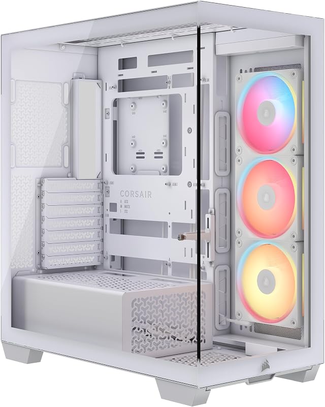 CORSAIR 3500X LX-R RGB iCUE LINK Case PC Mid-Tower Panoramico – 3 Ventole LX120-R RGB Preinstallate, Include Hub di Sistema iCUE LINK, Fino a 10 Ventole da 120mm – Bianco