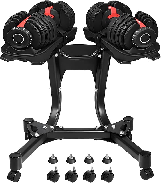 340 lb Adjustable Dumbbell Stand/Rack with Wheels, Dumbbell Holder Adjustable Dumbbells Rack Standard Metal Holder with Four Wheels for Home Gym Use Convenient.