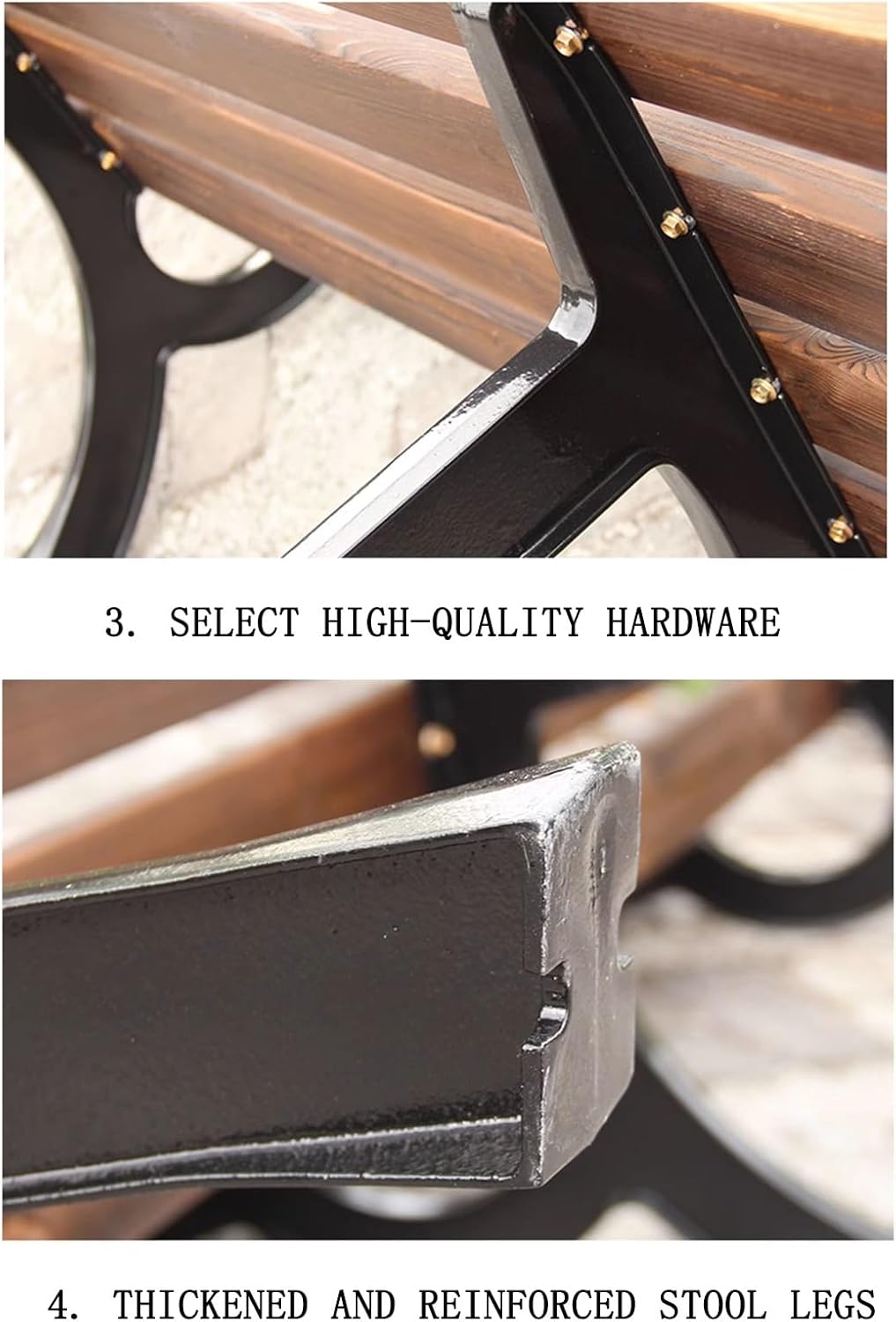 Solid Wood Outdoor Long Chair - Rainproof Sunscreen Garden Stool, Simple Park Seating, Durable Landscape Bench (47.24" x 15.75" x 14.96")