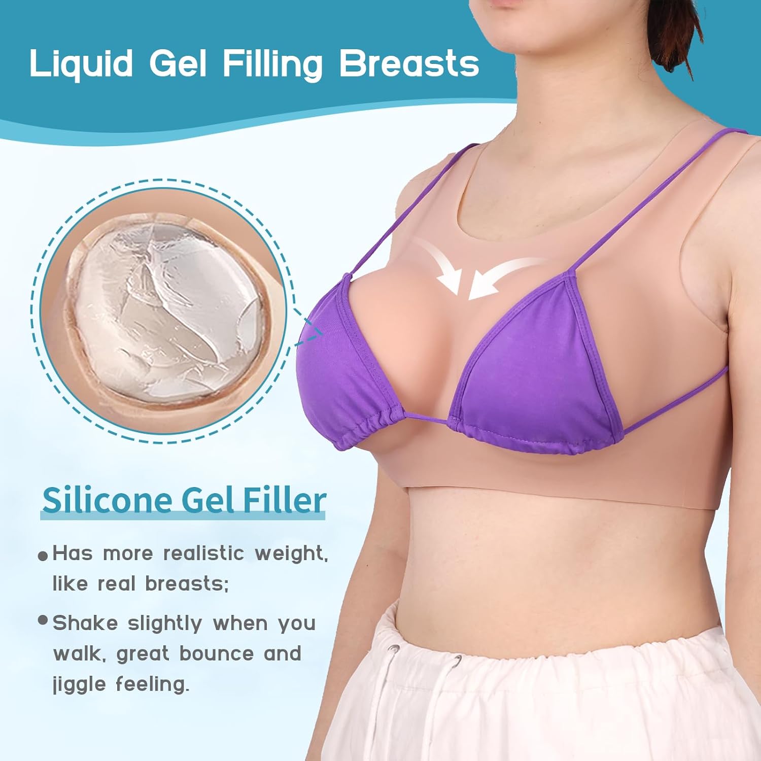 Silicone Breast Plate Round Collar Breastplates Silicone Filled AA-F Cup Fake False Breasts Crossdresser Trans Drag