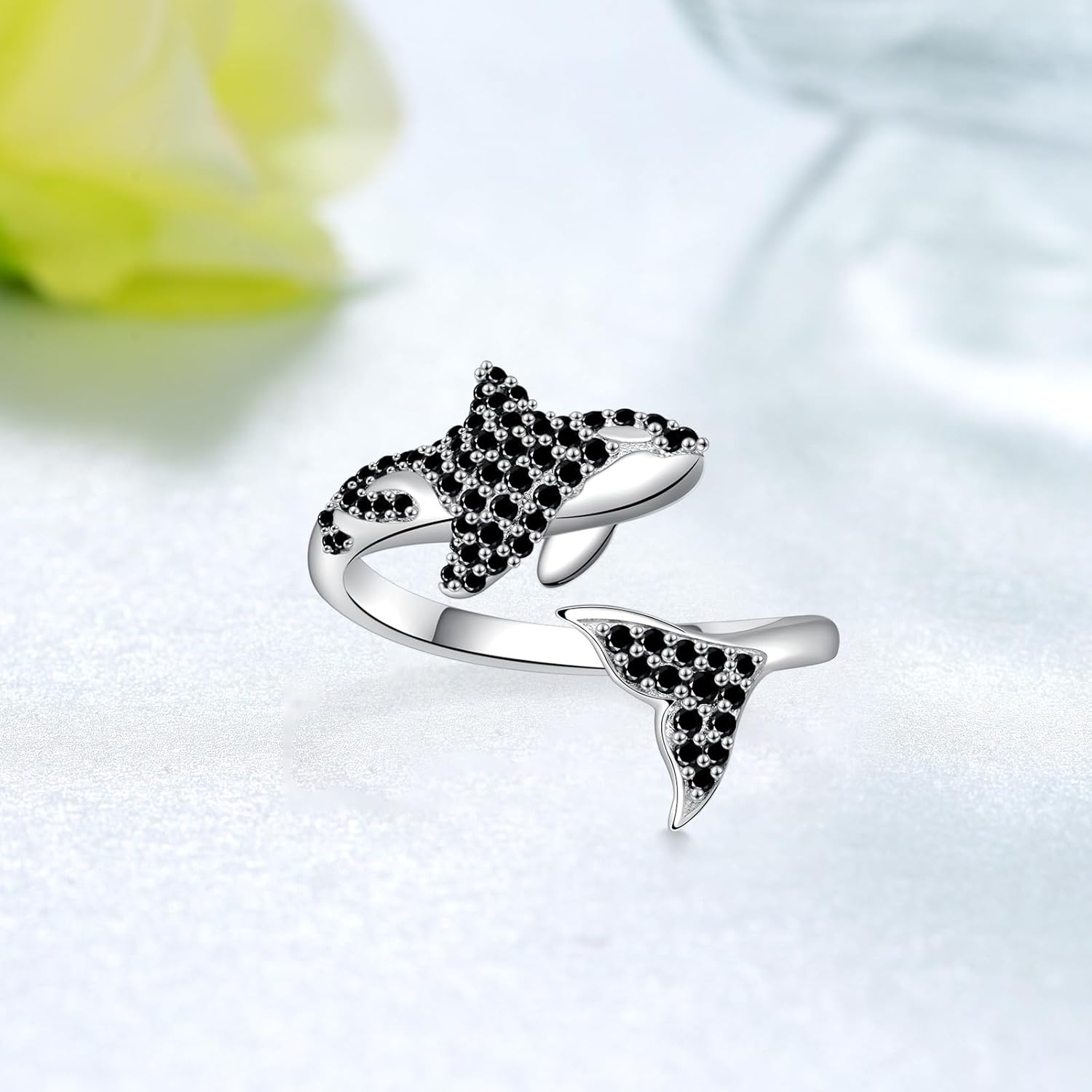 Orca/Hammerhead Shark Ring 925 Sterling Silver Adjustable Whale/Shark Ring Sea Animal Jewelry Gifts for Women - Image 2