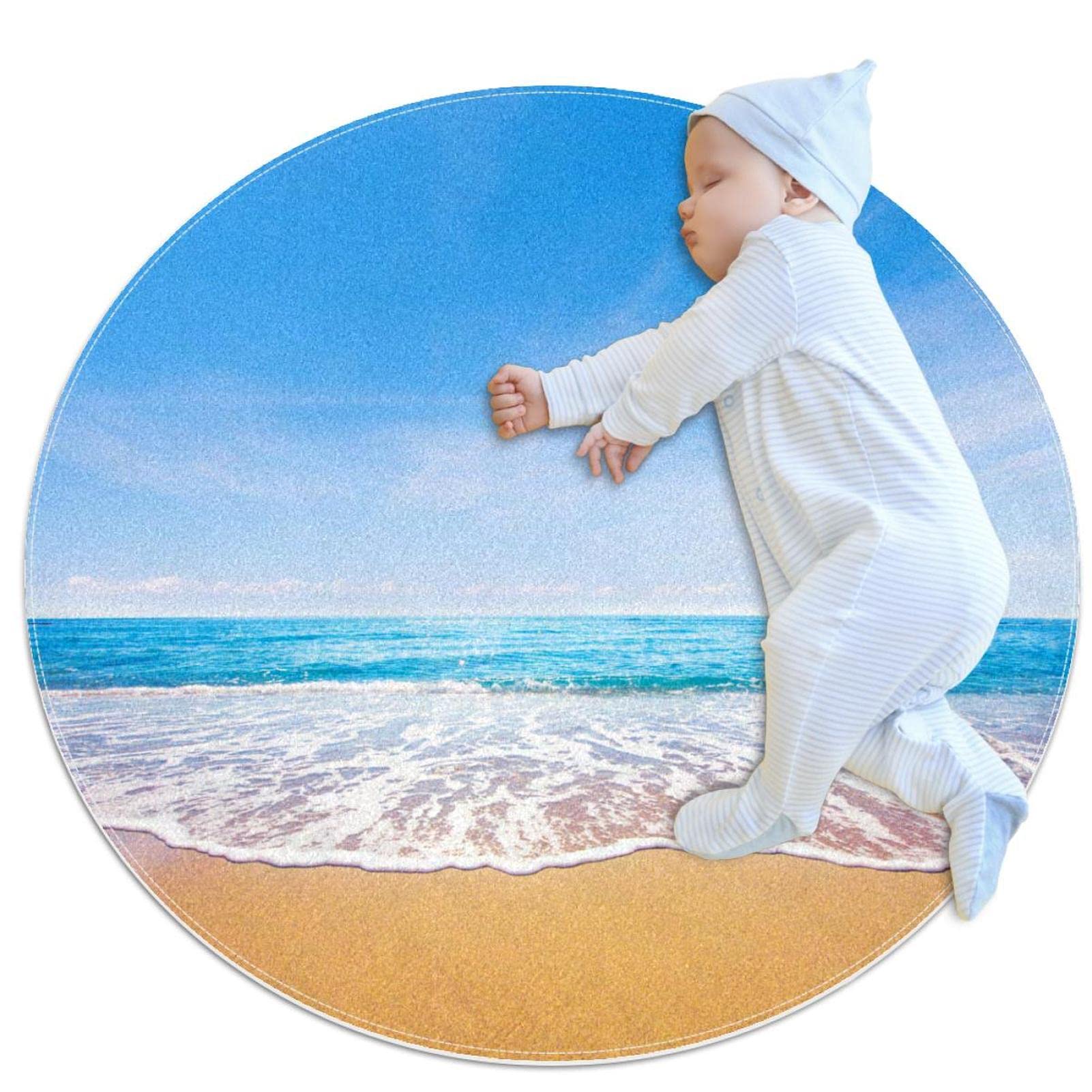Alfombra redonda para niños JDEZ alfombras playa mar tapete de juego infantil bebés 80cm