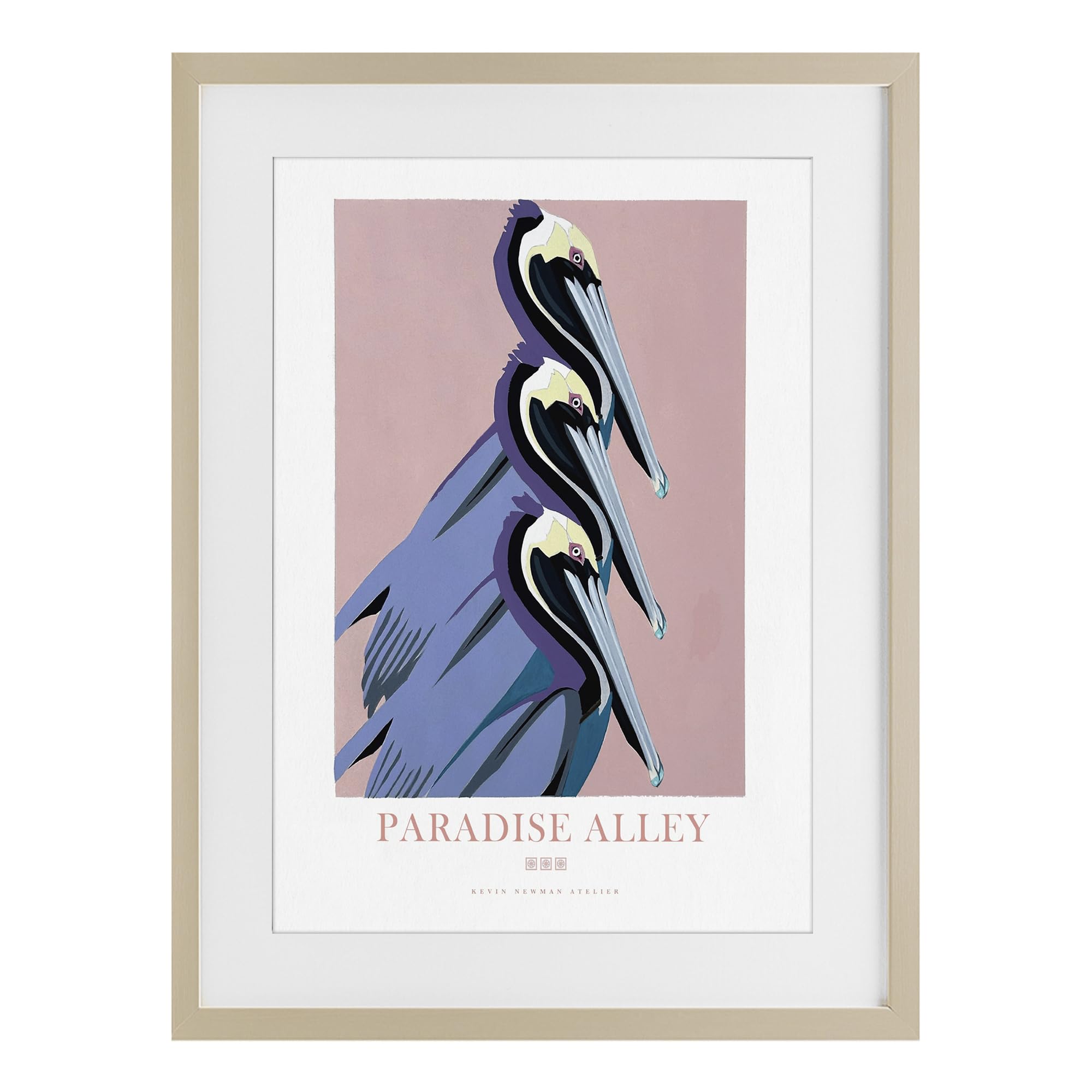 Stupell Industries Harvest Pine (Textured) 'Paradise Alley Pelican Trio'| Framed Print Under Glass