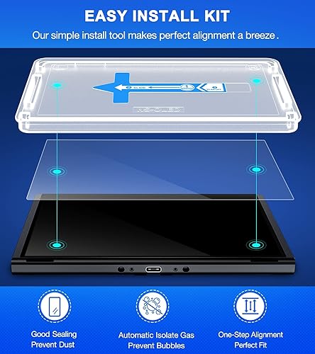 Miniatura 2 de ELISWEEN Protector de pantalla OLED de cristal templado con kit de alineación automática para Nintendo Switch 2021 protector de pantalla OLED de