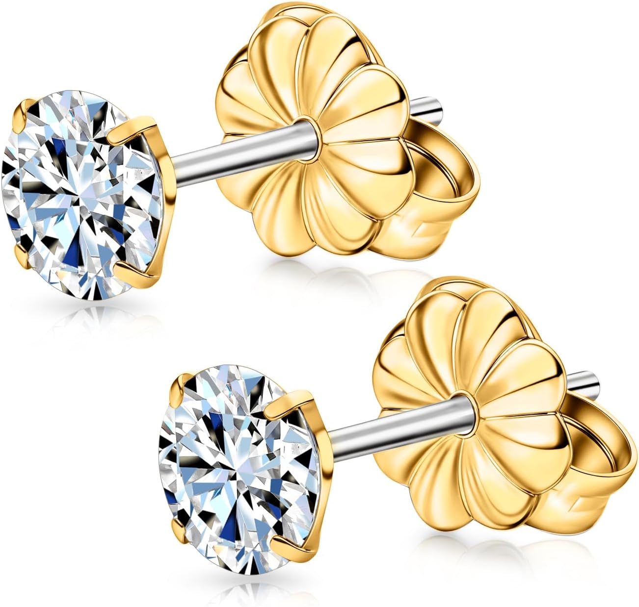 Limerencia Moissanite Stud Earrings, F136 Titanium Screw Back Earrings, D Color VVS1 Clarity Lab-created Moissanite Earrings, Hypoallergenic G23 Pure Titanium for Women Men Sensitive Ears