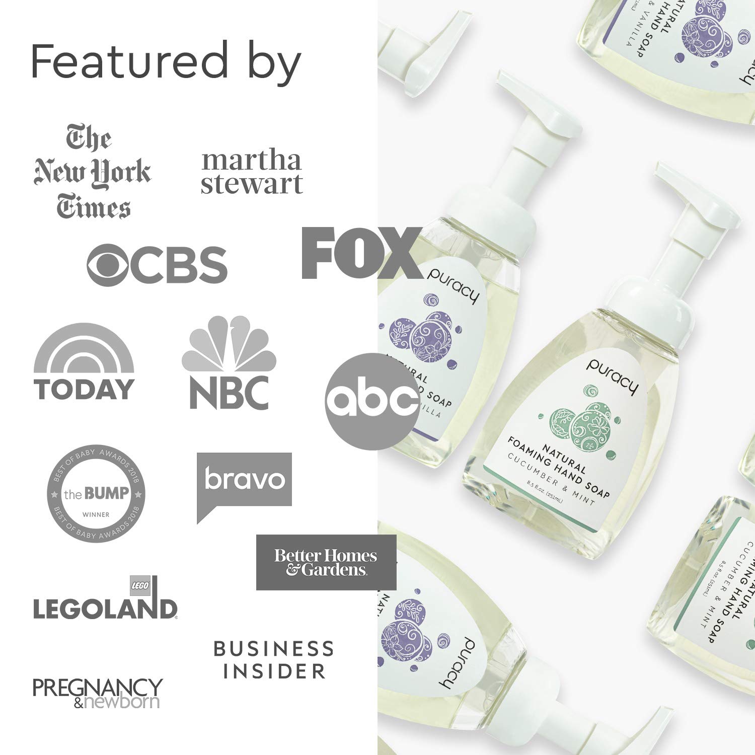 Puracy Natural Foaming Hand Soap - Sulfate-Free - Lavender & Vanilla The BEST Natural Foam Hand Wash Plant-Based Non-Toxic - 8.5 Fl Oz : Beauty & Personal Care