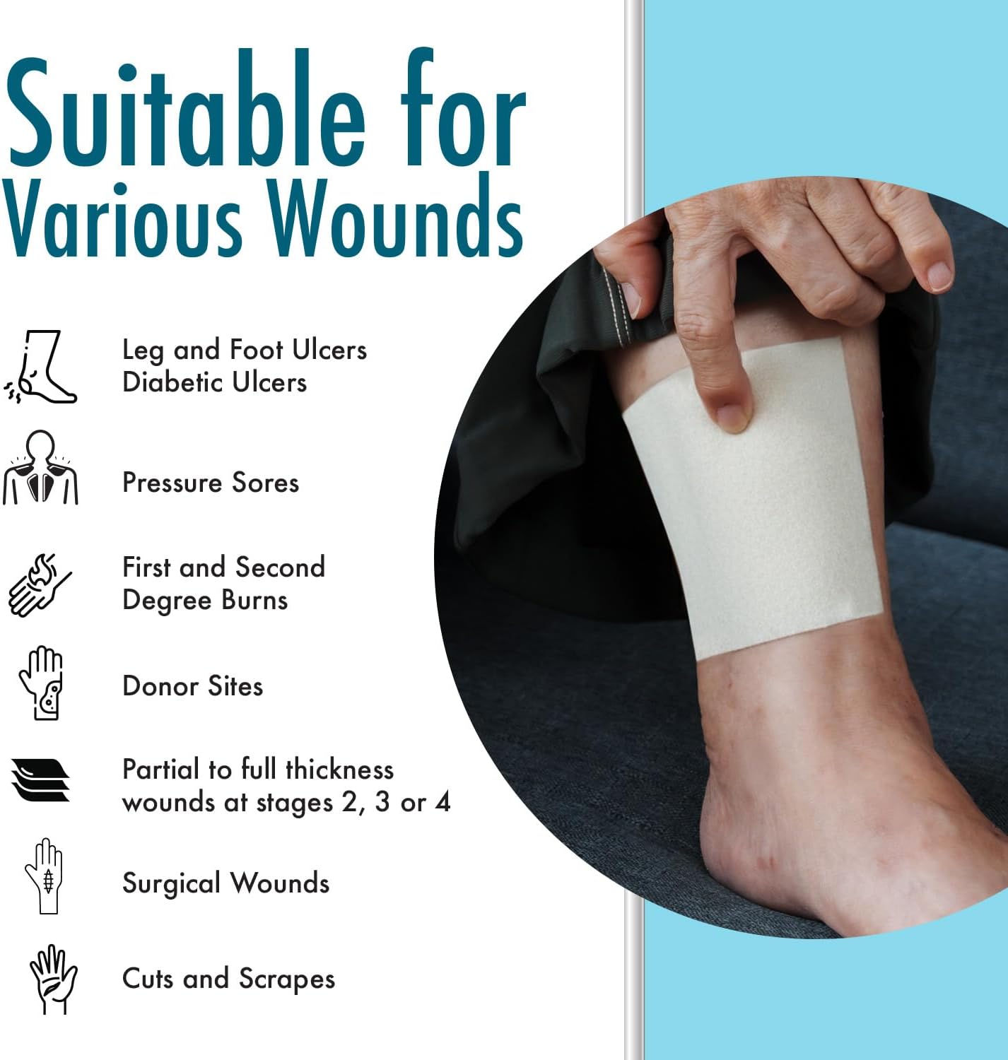 Dynarex DynaGinate Calcium Alginate Wound Dressing - Sterile, Non-Stick Topical Wound Pads - Absorbent Gel Patches For Moderate To High Exuding Cuts - For Medical & Home Use - 4.25"x 4.25", Box of 10