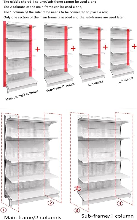 Retail Gondola Shelving Display Rack - Supermarket & Convenience Store Shelves for Grocery, Office Supply, or Liquor Stores - Versatile and Durable Storage Solution