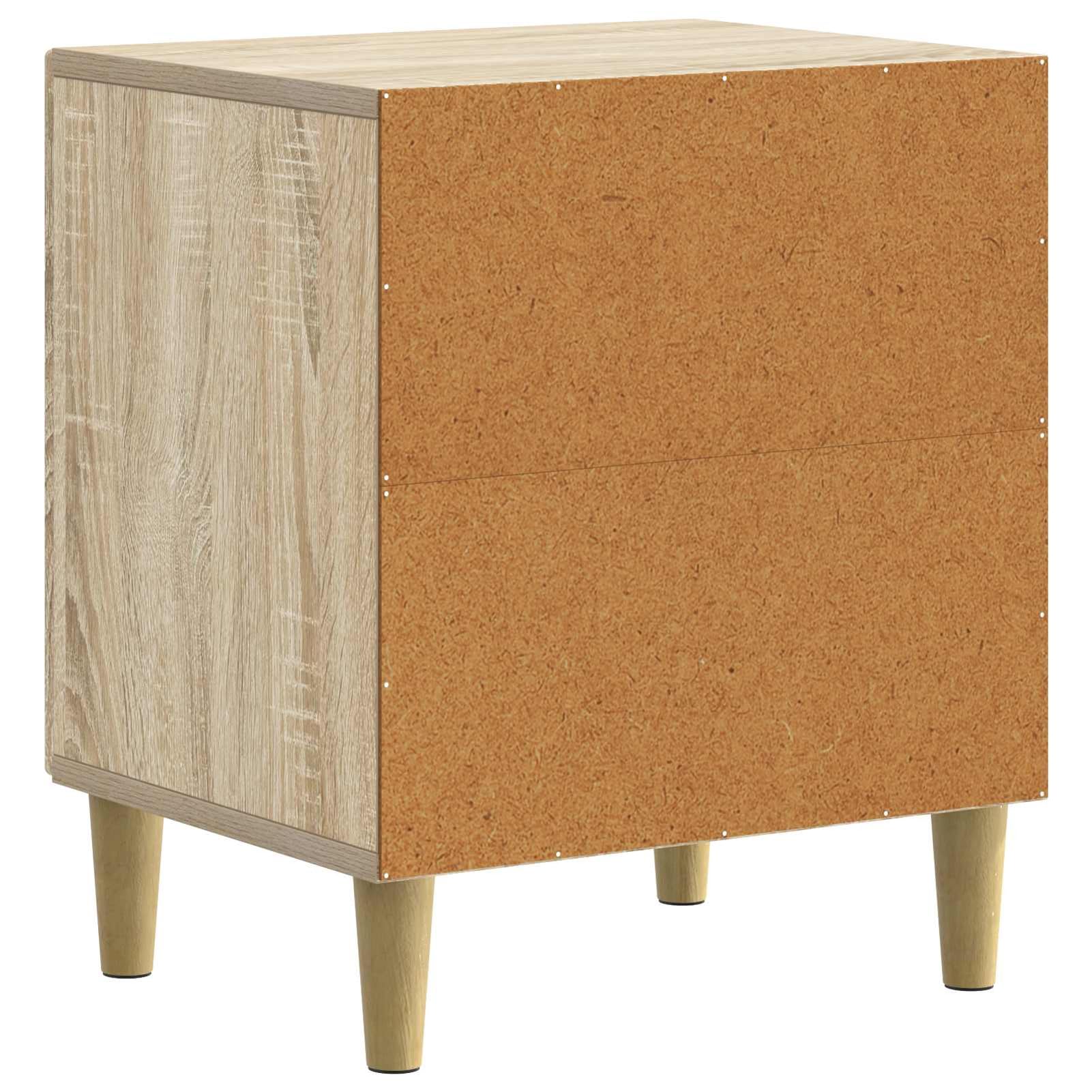 Nachttisch Sonoma-Eiche 43x34,5x50 cm Holzwerkstoff 2 Stück | Vintage-Design mit konischen Beinen，Stabiler Holzwerkstoff，90°-Pendeltür und offenes Regal，leichte Pflege mit feuchtem Tuch