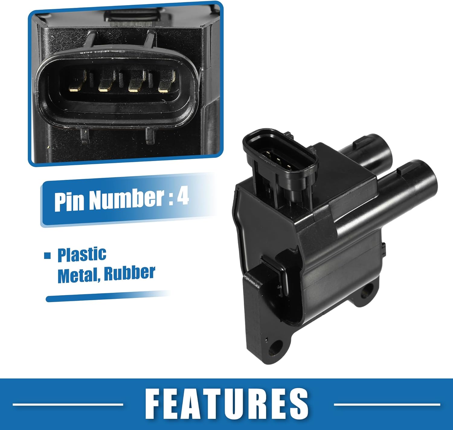 Ignition Coil Pack No.9091902217/9091902218 for Toyota Camry 1997-2001 for Toyota RAV4 1998-2000 Plastic Black (Set of 2)