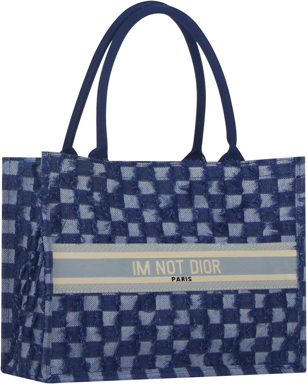 Jute Travel Tote Bag Large Beach Bag Market Handles Reusable Grocery Bag for Womans Gifts F-chesses Blue-m