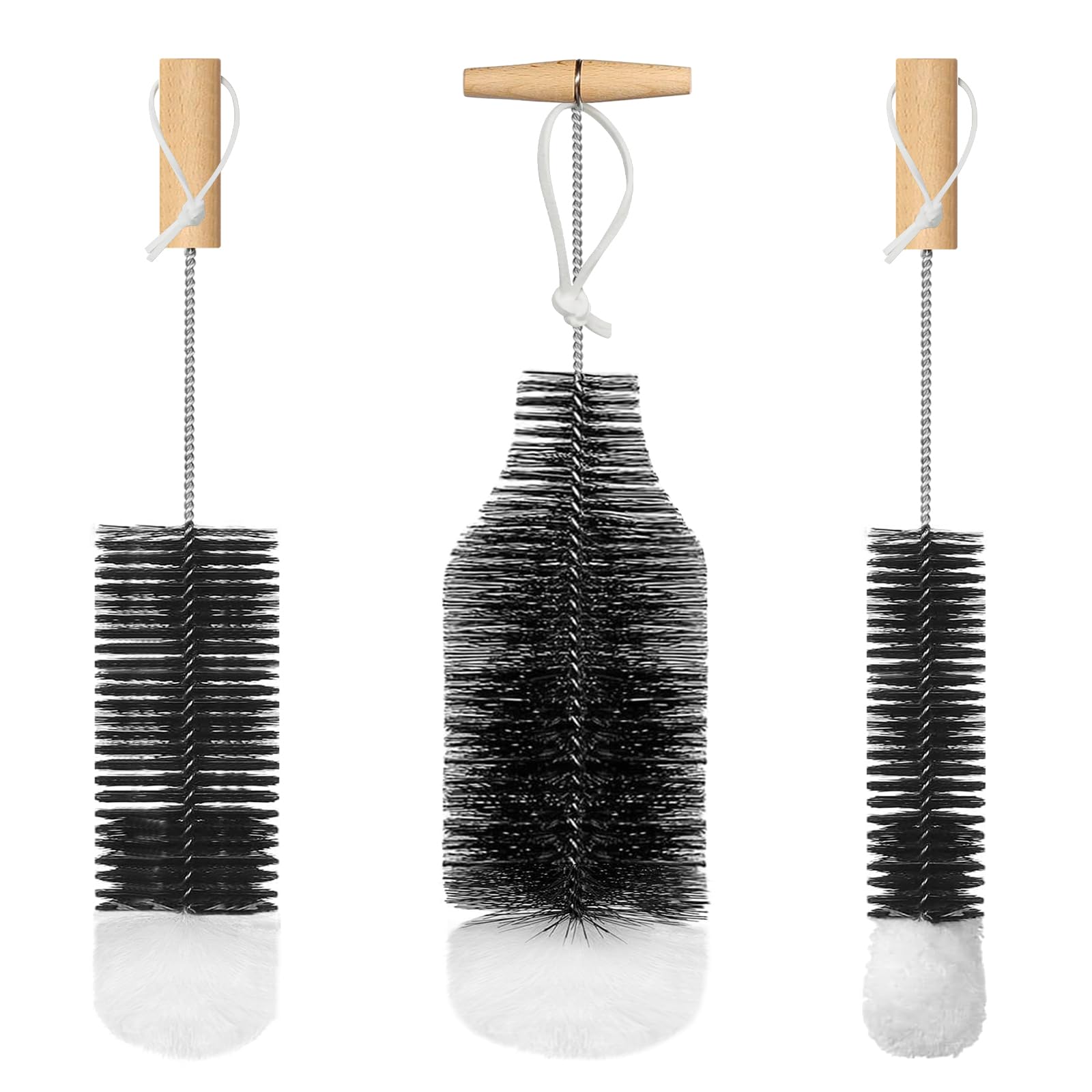 Mycket Flaschenbürste für Glasflaschen Flaschenreiniger, Reinigung Soda Reinigungsbürste, Flaschenreiniger Flaschen Bürste für 1L Sodaflaschen, Glaskaraffe, Trinkflaschen, Babyflaschen, 3 Stück