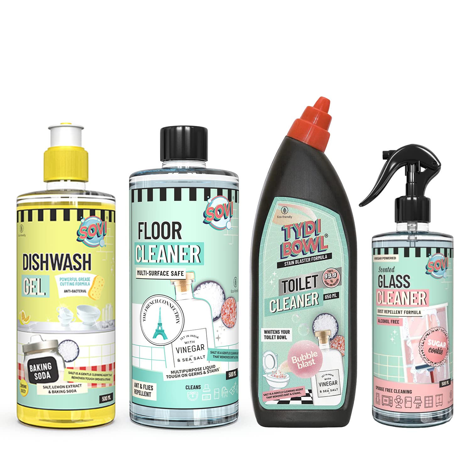 SOVI Multisurface Safe Floor Cleaner, Dishwash Gel With Baking Soda, Scented Glass & Vinegar Powered Toilet Cleaner - (Combo Pack Of 4) (B093Z9DXQR) Amazon Price History, Amazon Price Tracker