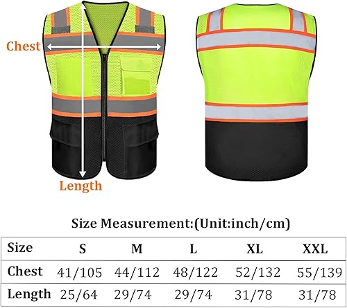 Miniatura 2 de evershare Chaleco de seguridad personalizable con logotipo con 5 bolsillos y cremallera reflectante de alta visibilidad clase 2 ropa de trabajo al