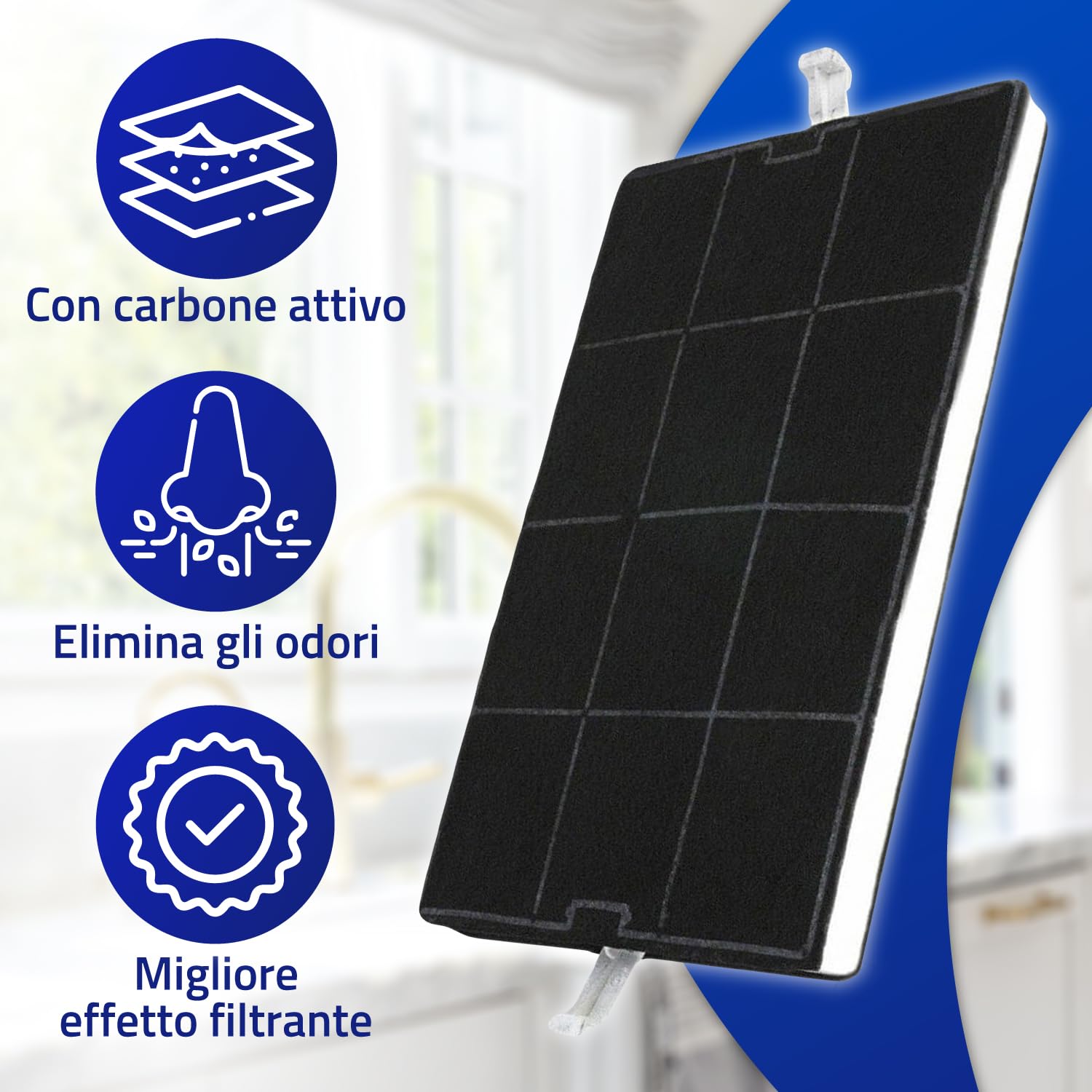Filtro Carbone Attivo Cappa Aspirante Cucina 295x200x24mm per Bosch