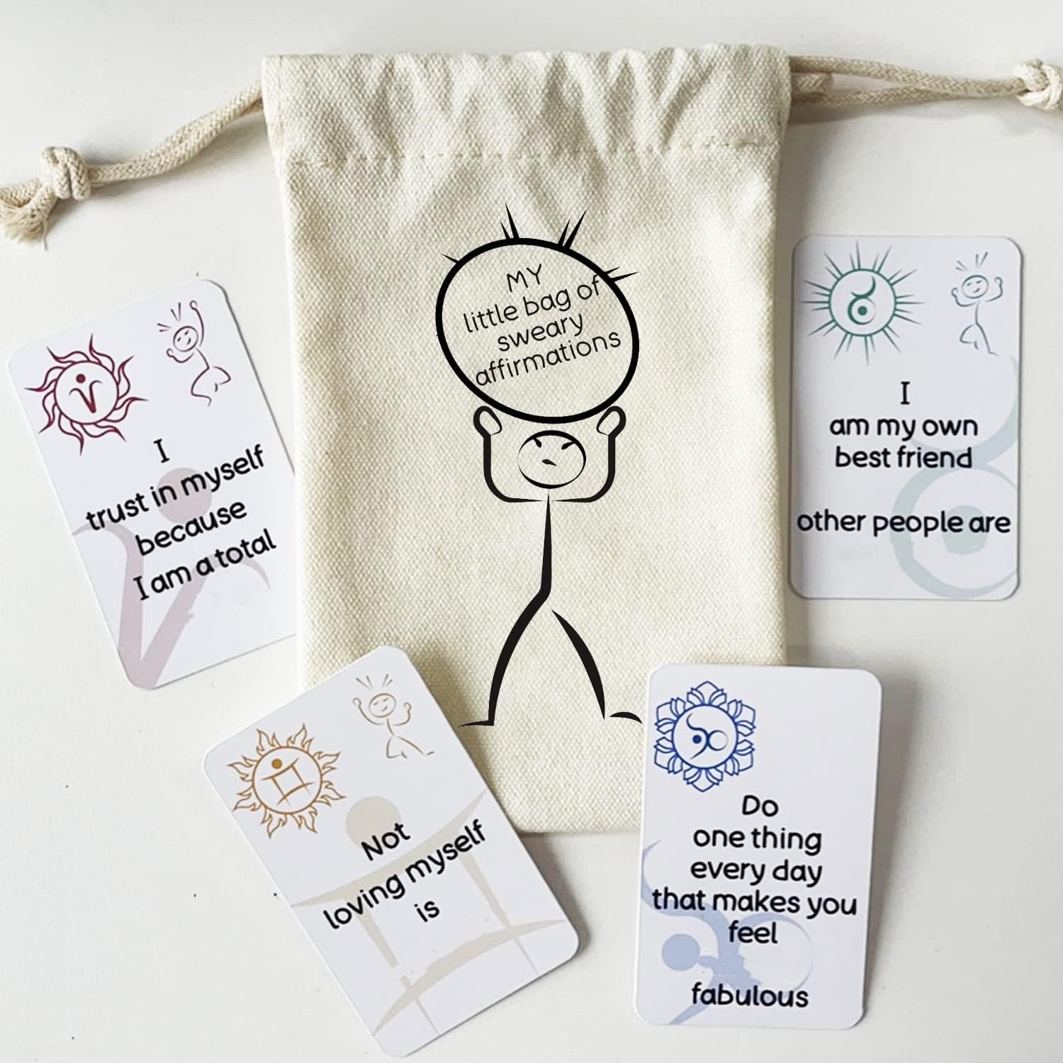 ZUZIF 18 Stück Sweary Affirmation Cards My Little Bag of Sweary ZUZIF 18 Stück Sweary Affirmation Cards My Little Bag of Sweary