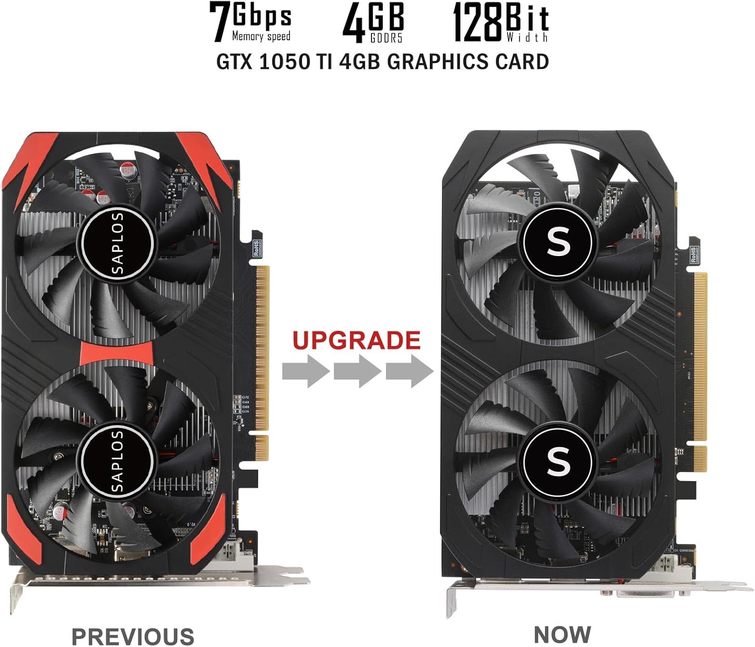 SAPLOS GTX 1050 Ti Scheda Video, 4GB, 128 Bit, GDDR5, DisplayPort HDMI DVI, Schede Grafiche, Computer GPU, Video Cards for PC Gaming, PCI Express x16 3.0, DirectX 12, Support 8K Displays SAPLOS GTX 1050 Ti Scheda Video, 4GB, 128 Bit, GDDR5, DisplayPort HDMI DVI, Schede Grafiche, Computer GPU, Video Cards for PC Gaming, PCI Express x16 3.0, DirectX 12, Support 8K Displays