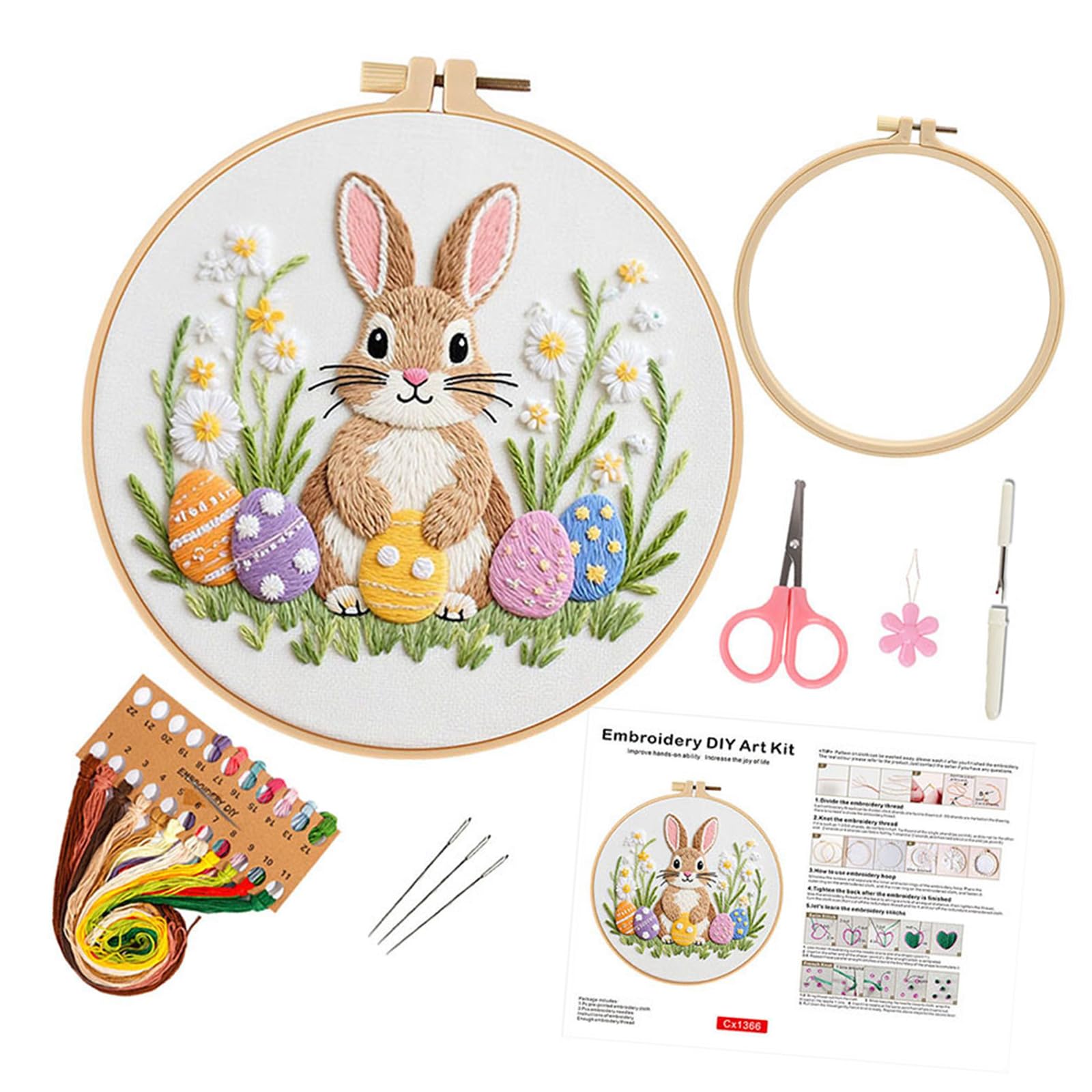 hogtnd Easter Bunny Embroidery Kit with Complete Tool for Special Occasions and DIY