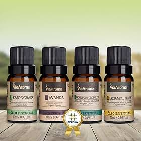 Kit 4 Óleo Essencial Via Aroma 100% Puro Clássico I