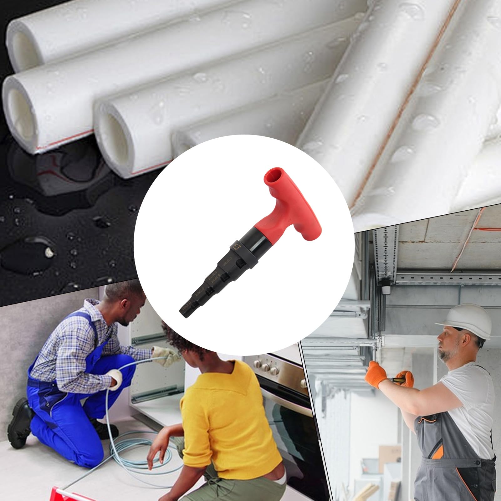 Cortatubos Para instalaciones sanitarias - herramienta de desbarbado, escariador de tubos | Escariador calibrado multicapa 4 en 1 con función de de carraca ajuste de precisión 15-32mm Para instal