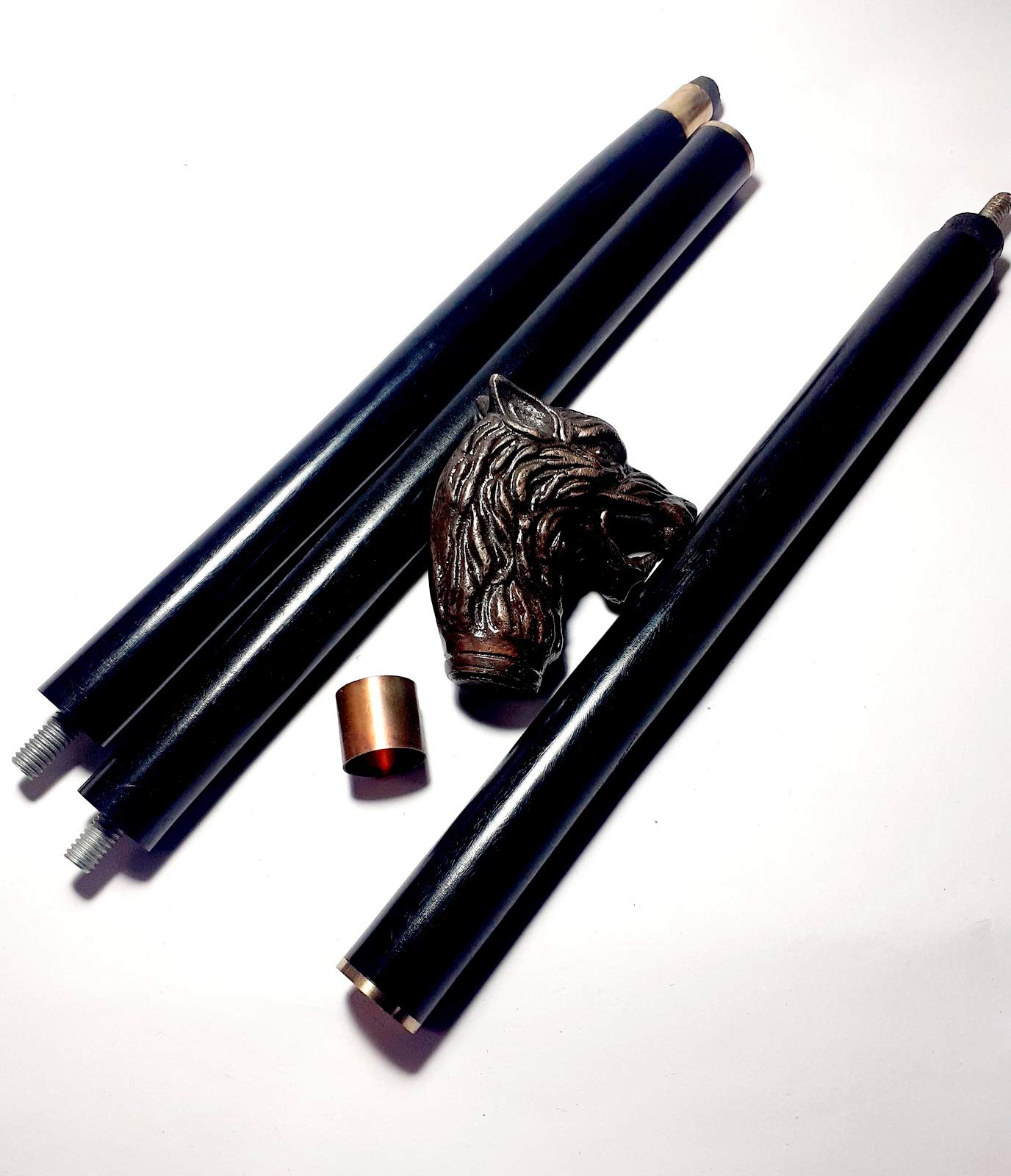 Canne de marche en bois tête de lion laiton marron antique pour homme et femme chic