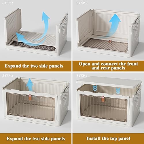 Miniatura 7 de Organizador de cajas y contenedores de plástico de 3 niveles, apilables, 23 cuartos de galón con tapas para dormitorio, sala de estar, oficina,