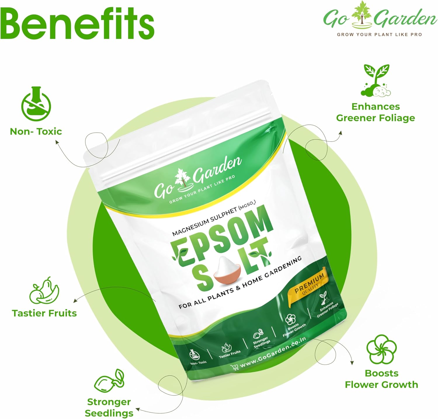 Go Garden Epsom Salt Magnesium Sulphate for Plant Growth - 400 GMS, Powder
