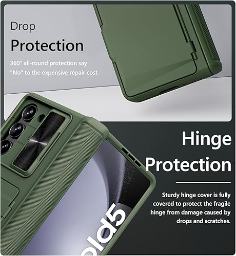Vista 20 de Vihibii Funda para Galaxy Z Fold 5 con tarjetero y soporte para bolígrafo S, protección de bisagra, cubierta de cámara deslizante y protector
