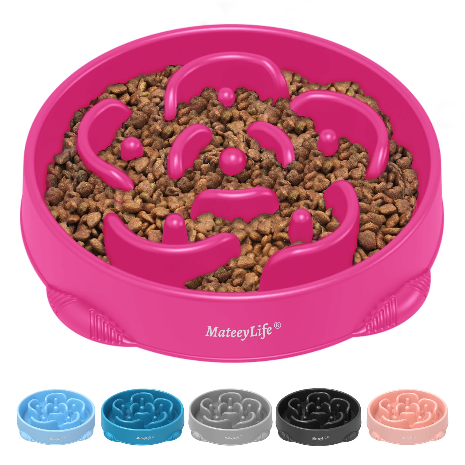 MateeyLife, Ciotole grandi per cani con alimentazione lenta, anti-soffocamento, antiscivolo, interattivo, mangiare, mangiare lentamente, per labirinto per razze grandi, 4 tazze, viola