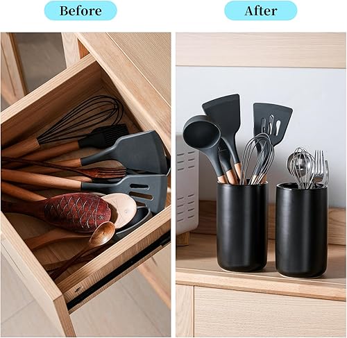 Miniatura 6 de Natayoo Soporte para utensilios de cocina, soporte grande para encimera de cocina, soporte de utensilios de cocina de cerámica, decoración de