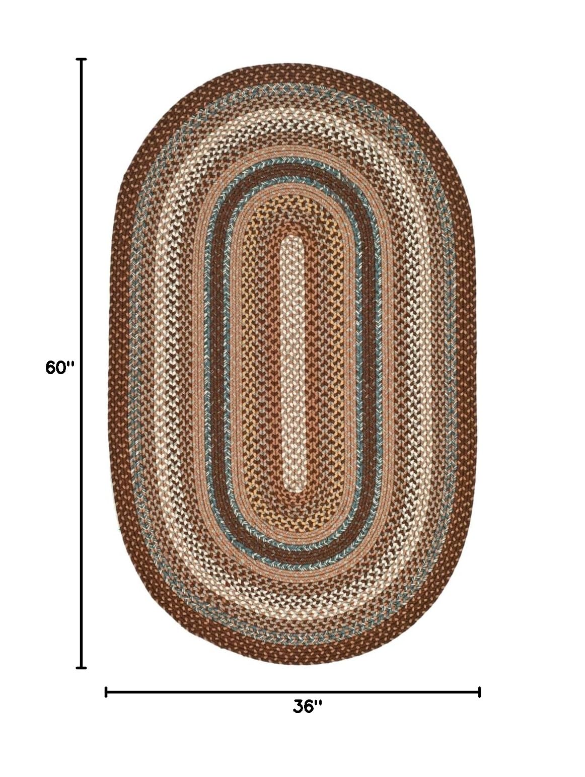 SAFAVIEH Braided IndoorOutdoor Oval Rug 3x5 Brown & Multi BRD313A | 14 Pile Machine Washable Easy Care Polypropylene Fibers Handwoven Oval Rug Patio Entryway product thumbnail 4