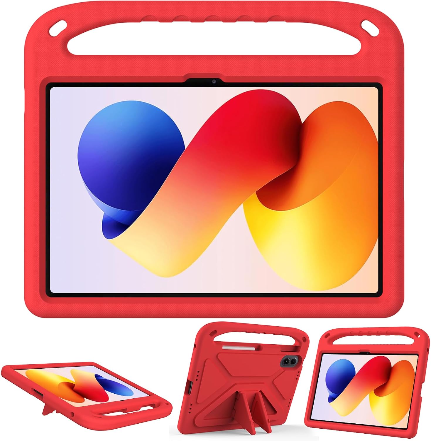 Kids Case Compatible with Xiaomi Redmi Pad 2 Pro (12.1") 2025, Lightweight EVA Shockproof Stand Protective Case, Kid Friendly Cute Tablet Cover W Shoulder Strap (Red) image 5