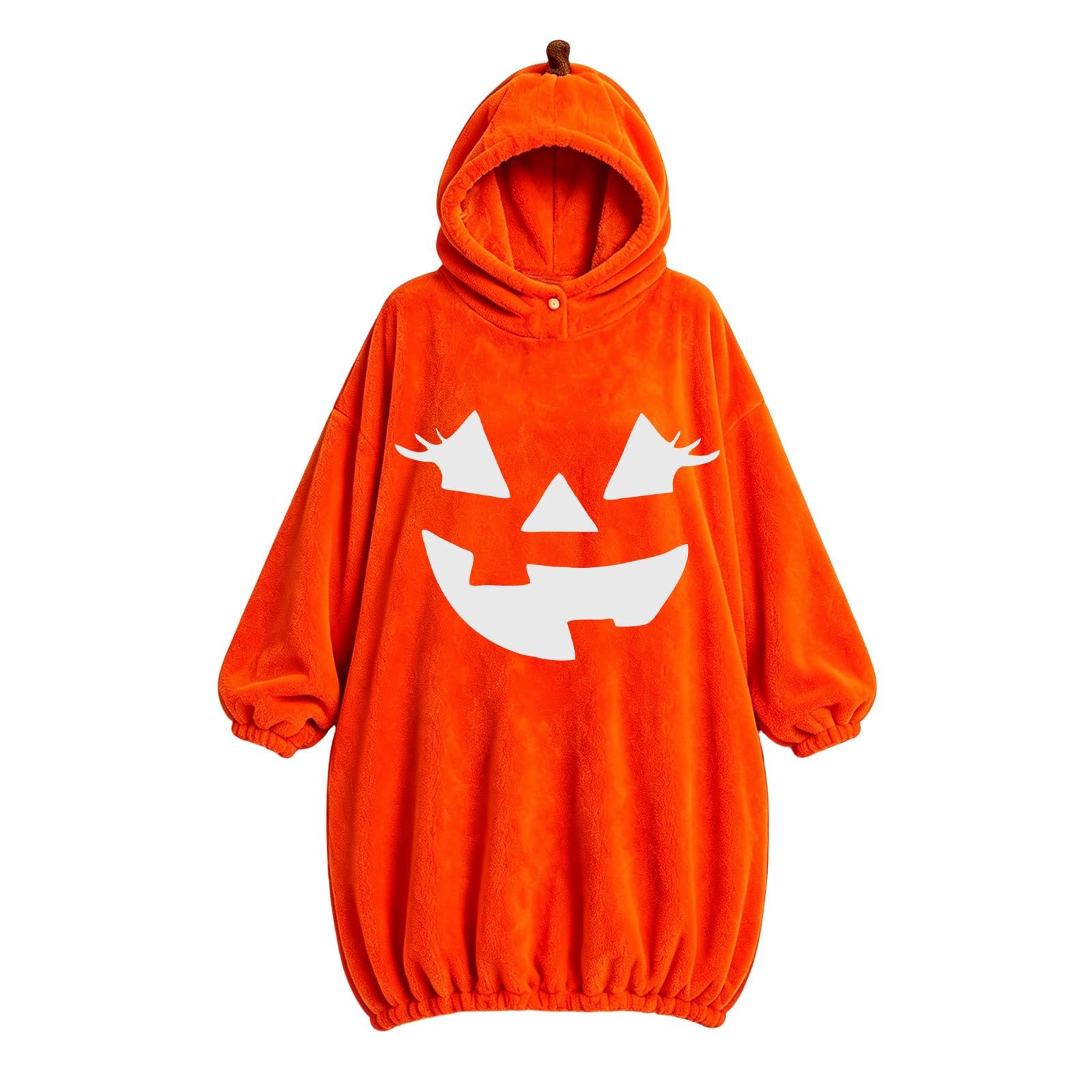 Túnica larga con capucha para niñas con diseño de calabaza y Halloween