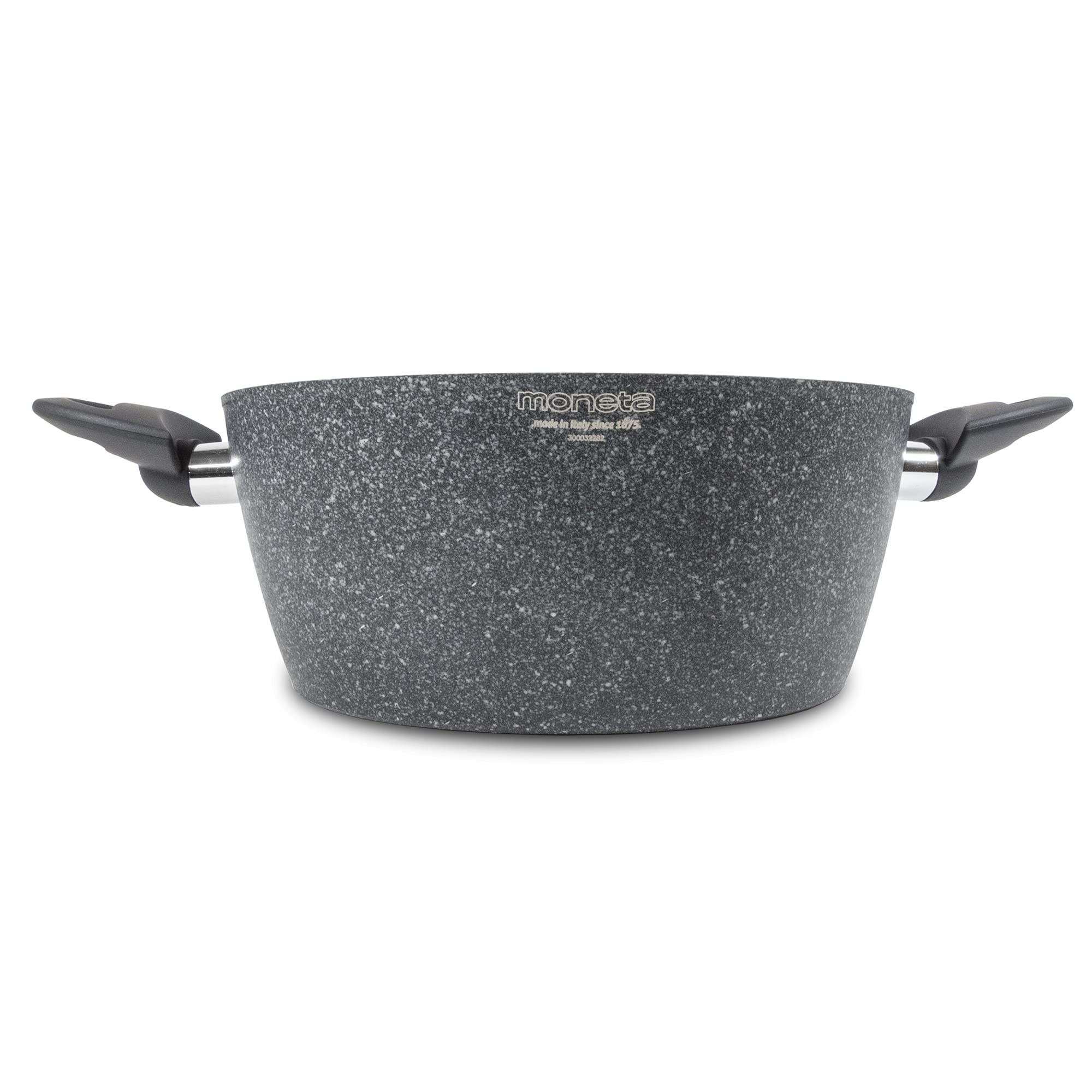 Moneta Sinfonia - Cacerola con 2 asas de 24 cm, también para inducción, reforzada con partículas minerales, fabricada en Italia
