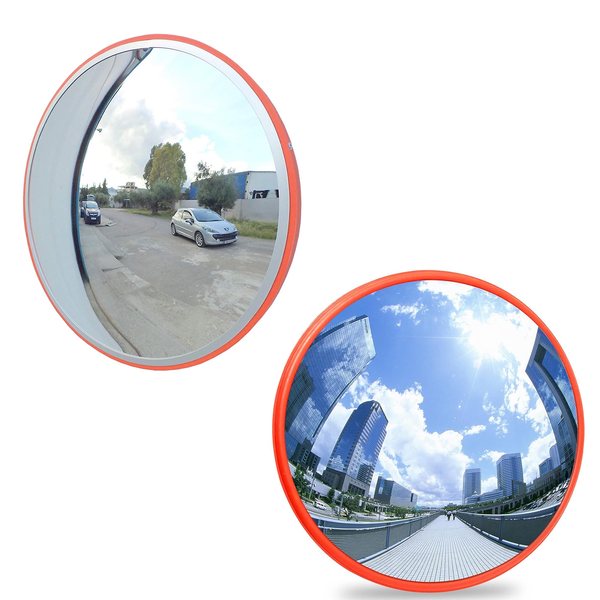 Convex Mirrors for Blind Spot - 60 cm Diameter - Round - Wall Mounted Unbreakable Surveillance Security Curved Mirror - 130 Degree Wide Angle