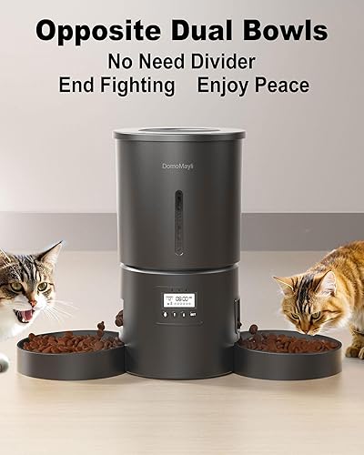 Miniatura 3 de Comedero automático doble para gatos para 2 gatos, 6 comidasdía, 12 porcionescomida, alimentador automático de doble potencia para mascotas,