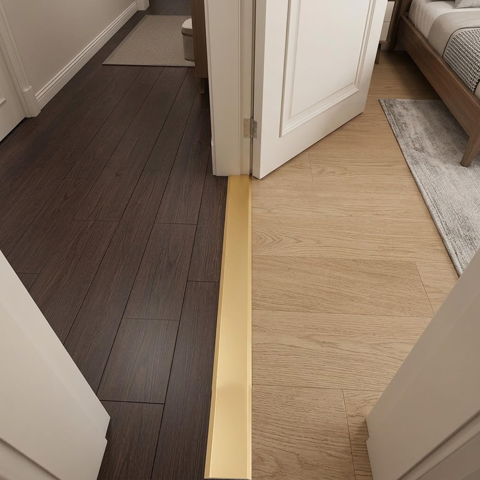 Profilo di transizione pavimento alluminio, Soglia di Autoadesivo | Barra niveladora piso del pie, 1 pieza, para laminado, azulejos y parqué(Gray,20mmx140cm)