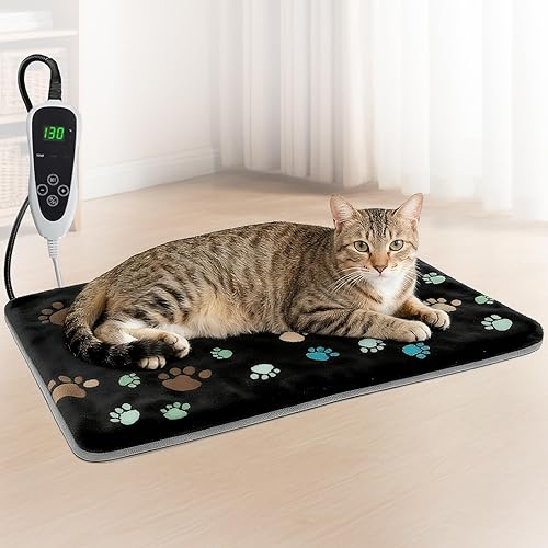 Miniatura 18 de Almohadilla térmica extragrande para perros de 47 x 30 pulgadas con interruptor de termostato inteligente y tubo de protección de línea