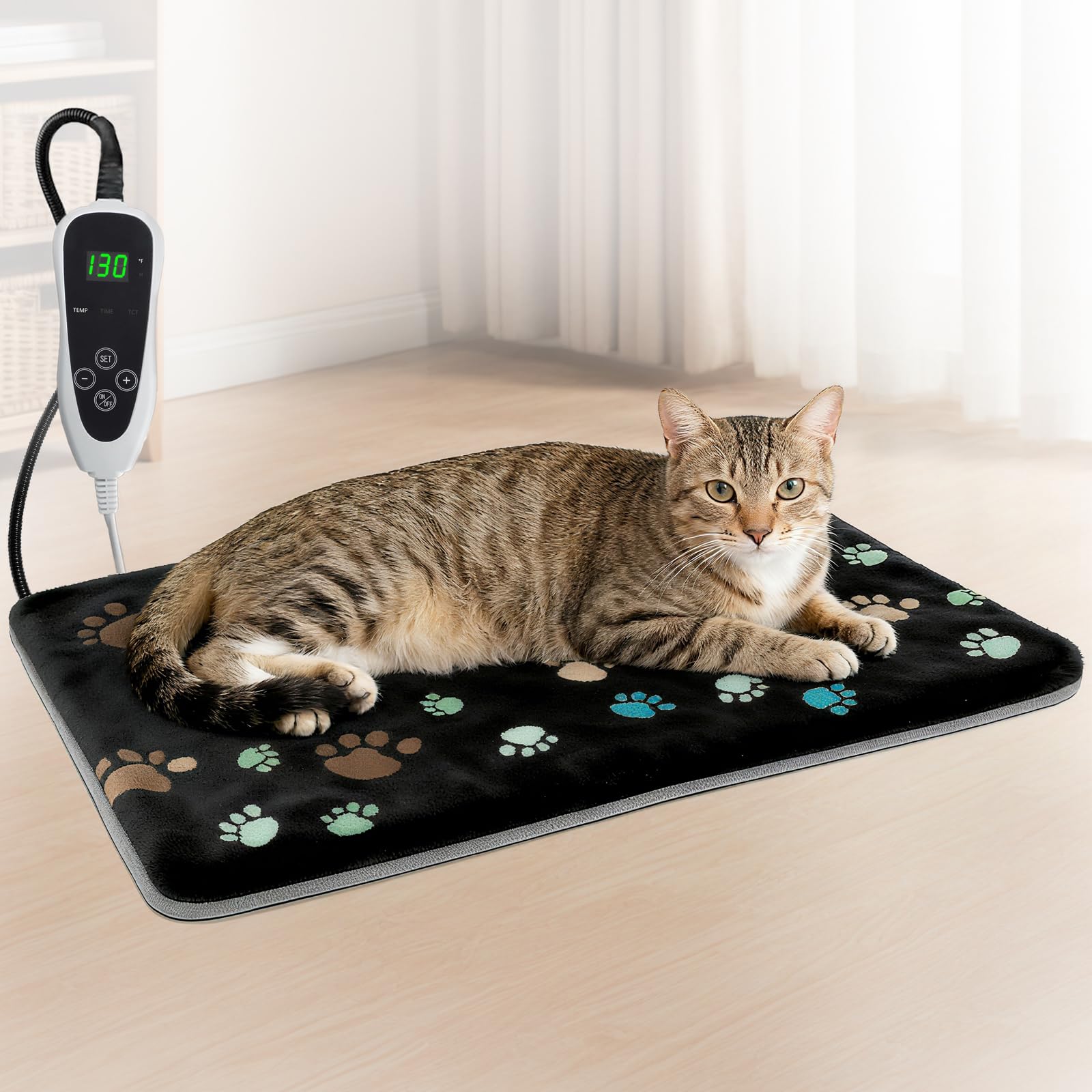 Photo 1 of GOLOPET Pet Heating Pad 20x16 in with Smart Thermostat Switch and Power Line Protection Tube,Obtained MET and UL Dual Certification,Waterproof Pet Heating Pad for Dogs with Plush Fabric Cover-Black