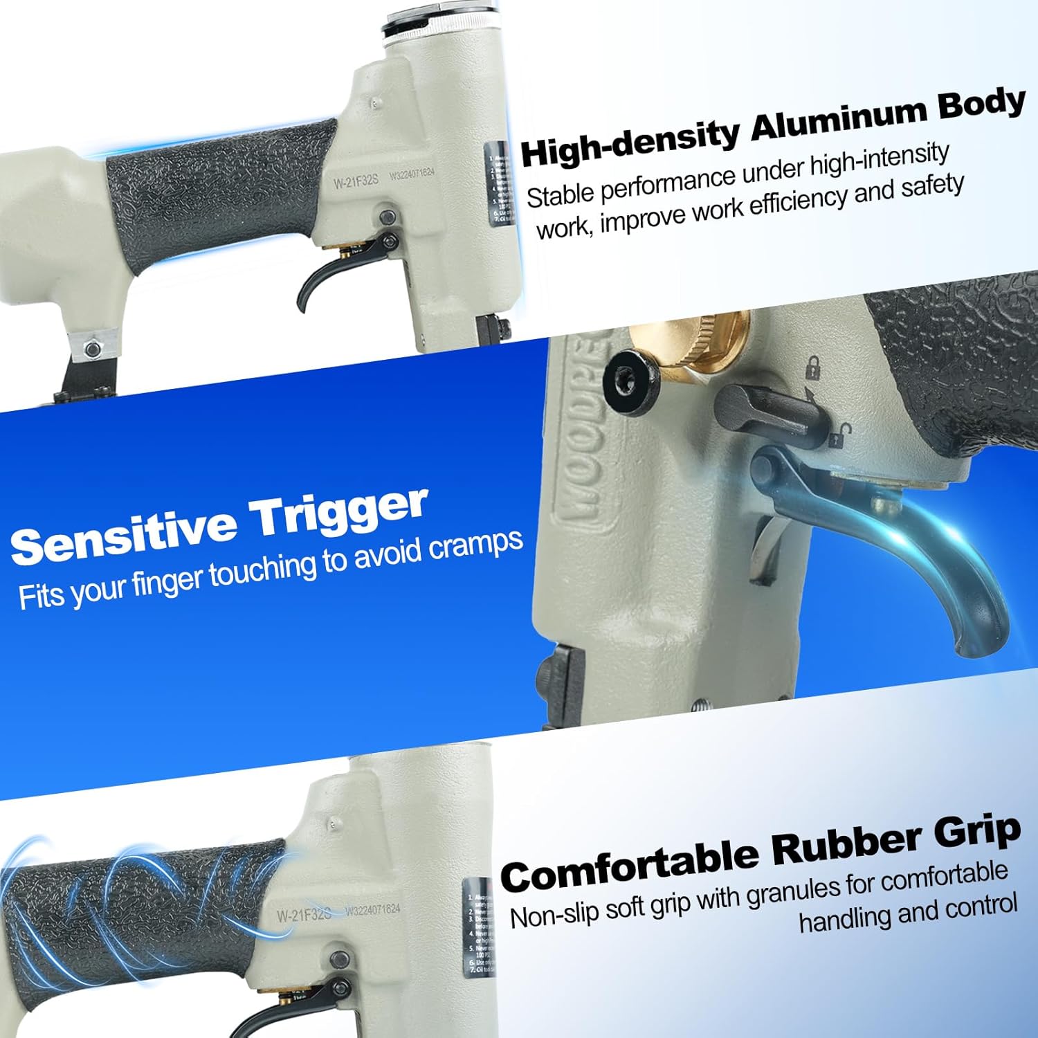 Woodpecker Pneumatic 18 Gauge 3/8" to 1-1/4" Continuous Firing Brad Nailer with 5,000 Brad Nails, Air Power Finish Nail Gun for Windows & Doors, Cabinets