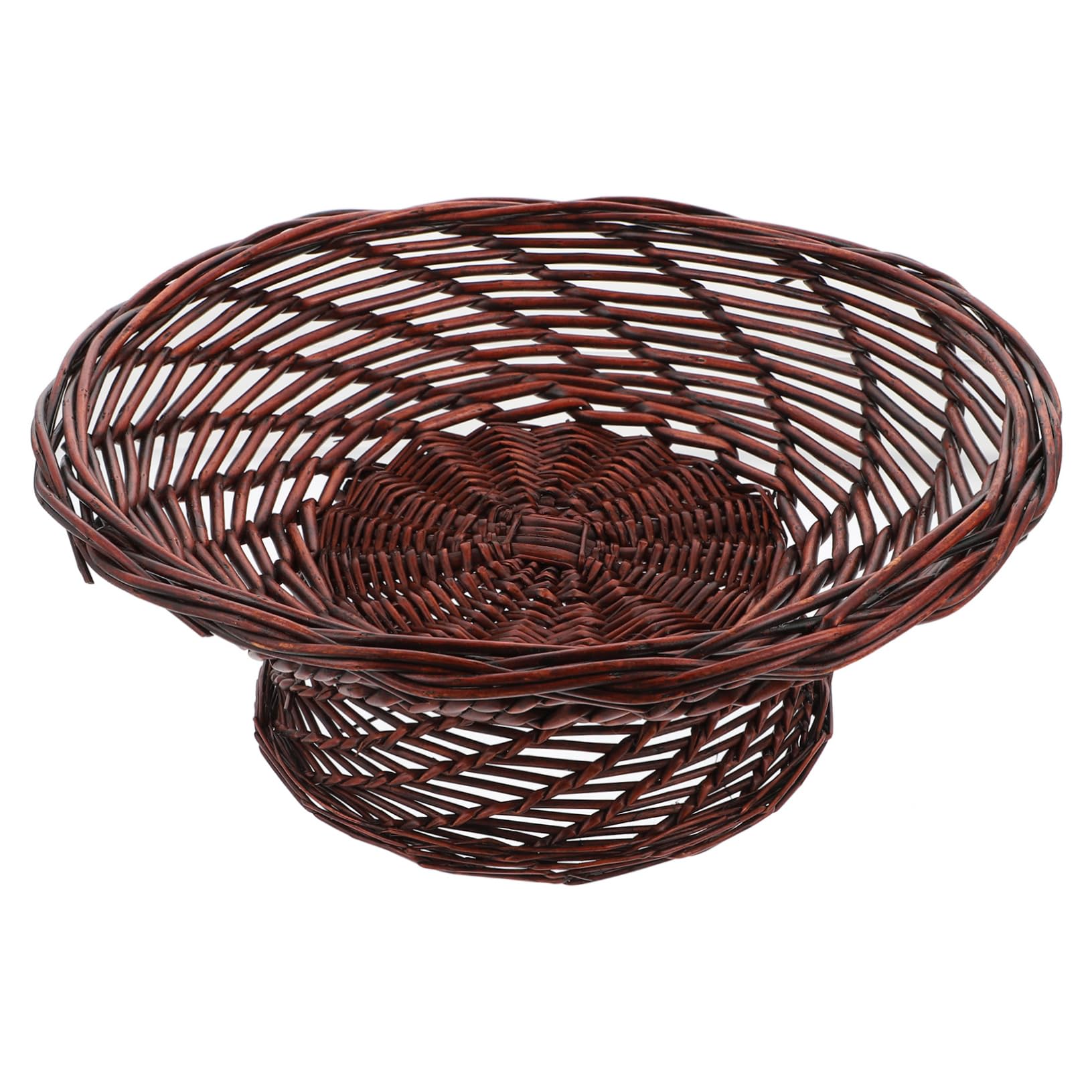 GRIRIW 1pc Tall Fruit Plate Bread Serving Basket Dresser Tray Rattan Bread Basket Hand Decor Basket for Towels Fruit Serving Basket Picnic Basket Snack Plates Candy Dishes Wicker Brown