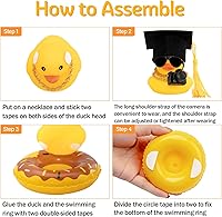 Vista 3 de wonuu Decoración de tablero de goma para salpicadero, accesorios de coche de pato para cámara, adorno de automóvil con mini sombrero, collar