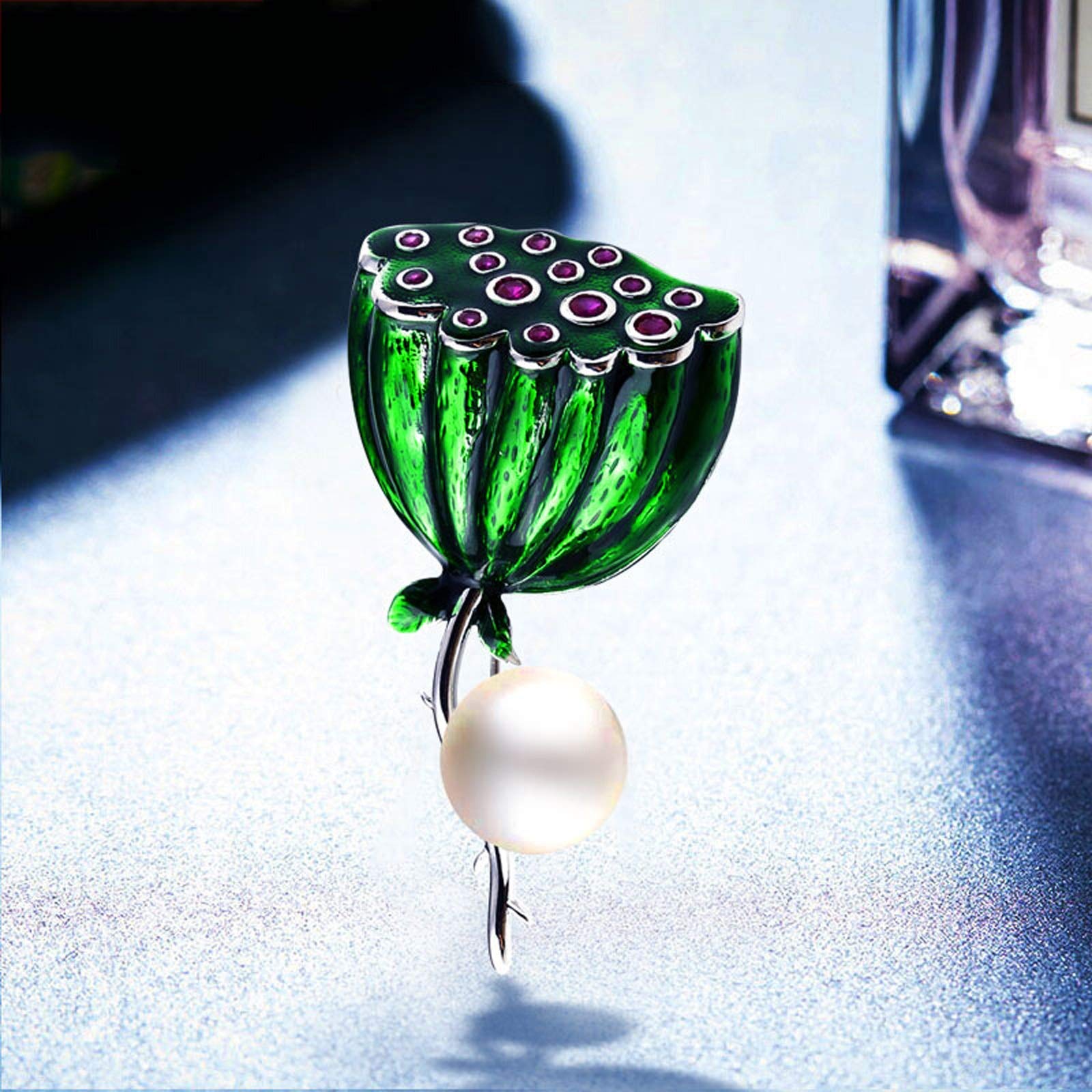 Broche de Mujer Broche de Loto para Mujer, Broches de Perlas de imitación de Todo fósforo, Broches para Chaqueta, Chal, suéter, Broches exquisitos