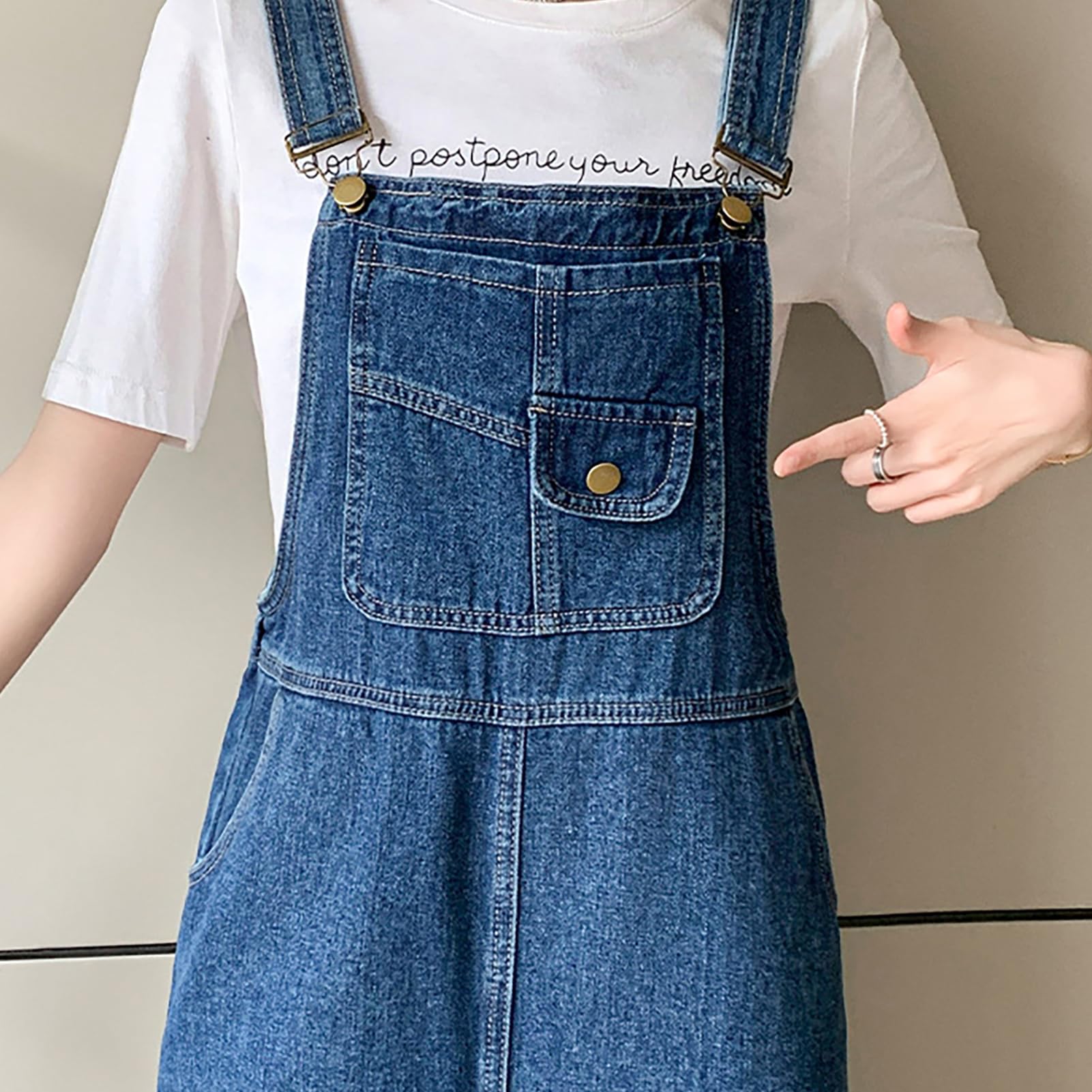 Femme Robe Salopette en Jean Casual Longue Robes en Denim Jeans Combinaiso Robe