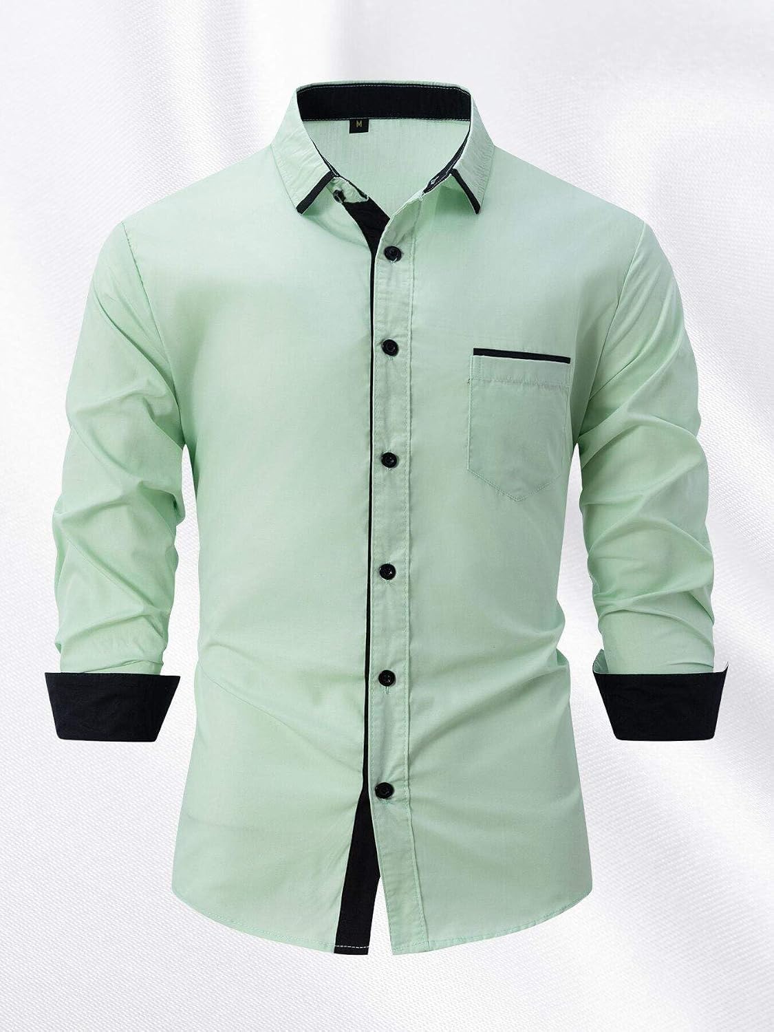 HOTYD Long Sleeve Solid Button Down Shirts for Men Slim Fit Formal Dress Shirts Collared Business Casual Shirt with Pocket