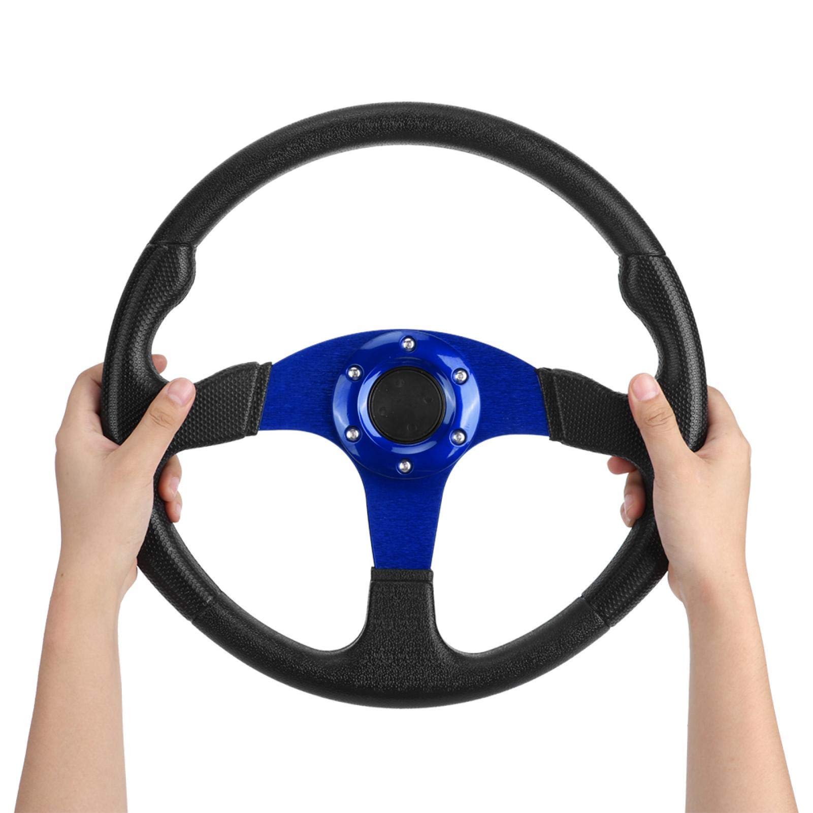 Volante de coche de carreras,volante deportivo,plato profundo,6 pernos,accesorio universal modificado,350 mm/14 pulgadas(Azul),Modificación del automóvil/modernización