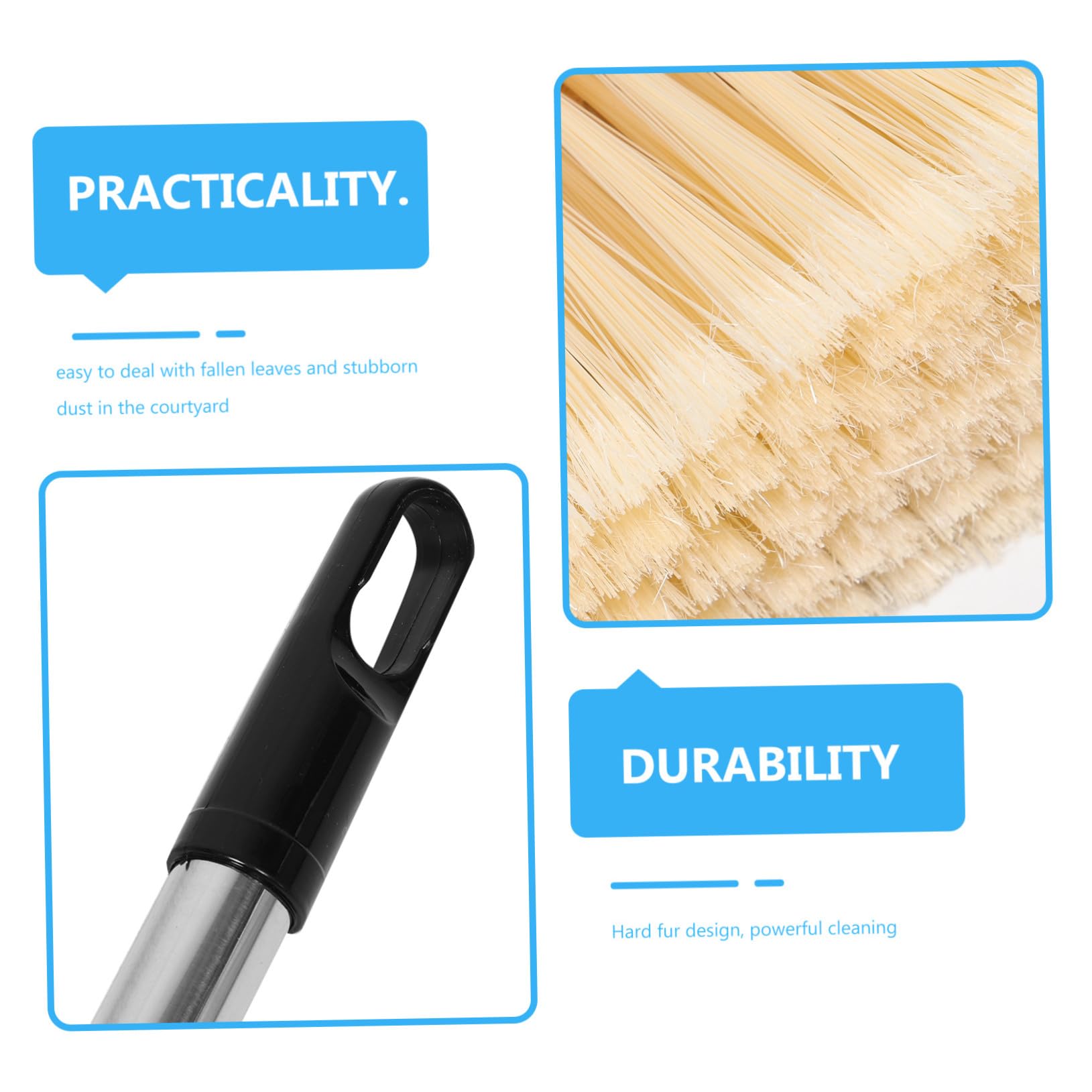 Scopa Giardino in Legno con Setole Dure e Manico in Acciaio per Pulizia Patio Esterna Efficienza e Resistenza per Cortili Garage e Caminetti